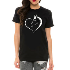 Horse Love Heart Printed T-shirt