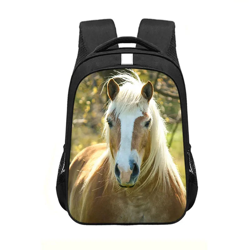 Horse Themed Backpack Young and Middle-Aged School Kids Boys and Girls