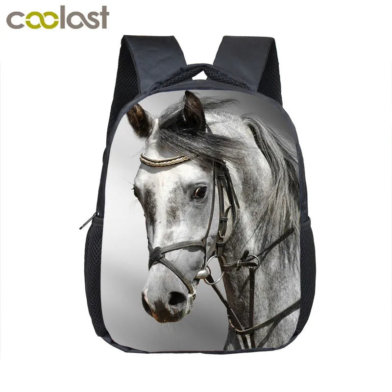 Fashionable Small Kids Horse Print Backpack - for both Boys and Girls
